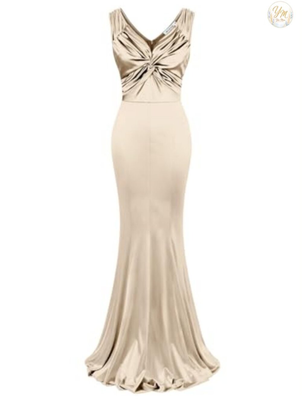 Vintage Sleeveless Ruffle V Neck Mermaid Hem Cocktail Evening Gown Maxi Dress